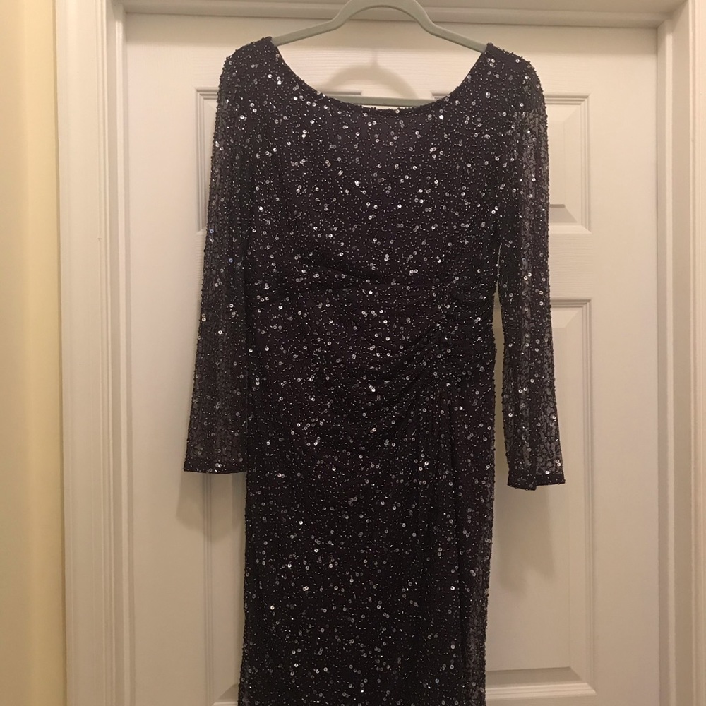 Purple sequin cocktail dress